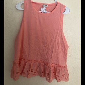 NWT J. Crew factory ruffled tank size women’s Medium peachy pink color